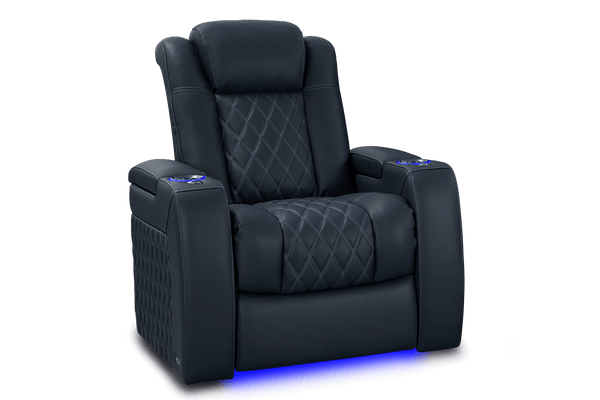 Valencia Tuscany Luxury Leather Home Theater Seating Single, Moonlight Blue