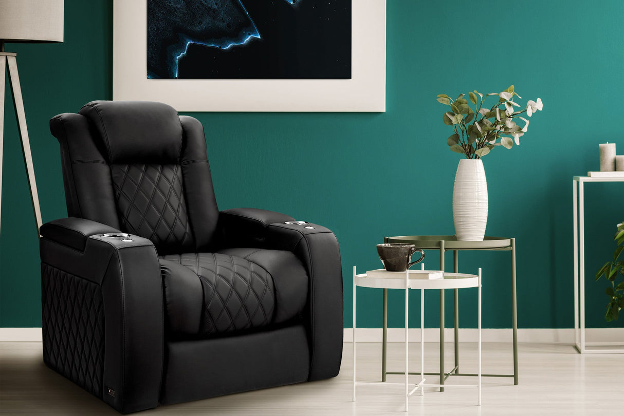 Valencia 2025 New Tuscany Luxury Leather Home Theater Seating Row of 5, Onyx