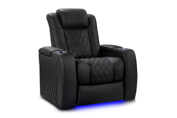 Valencia Tuscany Luxury Leather Home Theater Seating Single, Onyx