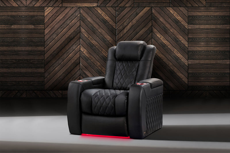 Valencia Tuscany Luxury Leather Home Theater Seating Single, Onyx