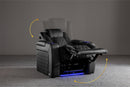 Valencia Tuscany Luxury Leather Home Theater Seating Single, Moonlight Blue