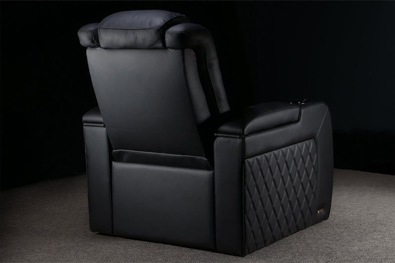 Valencia Tuscany Luxury Leather Home Theater Seating Single, Moonlight Blue
