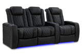 Valencia 2025 New Tuscany Luxury Leather Home Theater Seating Row of 3 Loveseat Left, Onyx