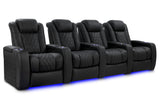 Valencia 2025 New Tuscany Luxury Leather Home Theater Seating Row of 4, Onyx