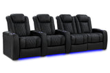Valencia 2025 New Tuscany Luxury Leather Home Theater Seating Row of 4 Loveseat Right, Onyx