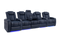 Valencia Tuscany Console Leather Home Theater Seating Row of 5 Dropdown Center, Navy Blue