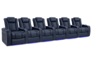 Valencia Tuscany Leather Home Theater Seating Row of 6, Navy Blue