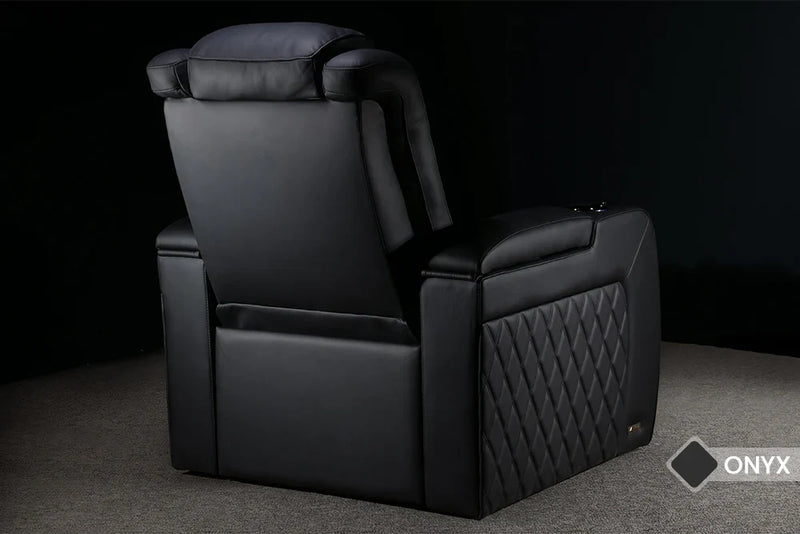 Valencia 2025 New Tuscany Slim Ultimate Luxury Leather Home Theater Seating Row of 3, Onyx