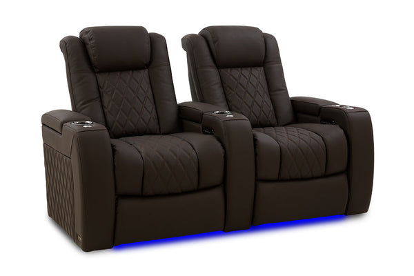 Valencia 2025 New Tuscany Ultimate Luxury Leather Home Theater Seating Row of 2, Dark Roast