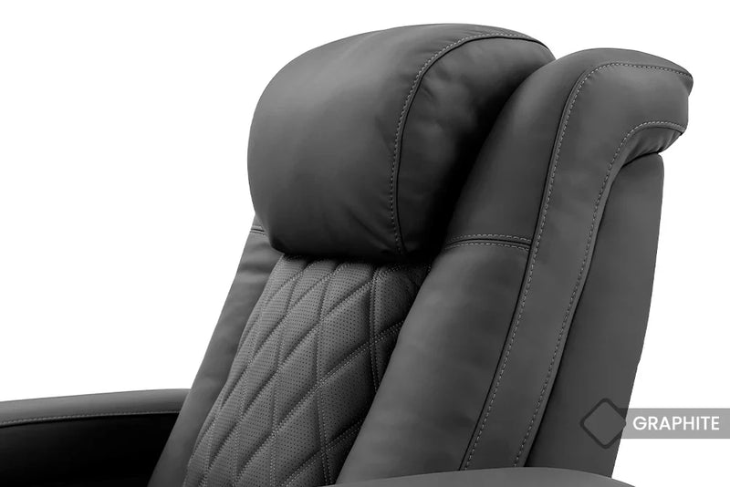Valencia 2025 New Tuscany Ultimate Luxury Leather Home Theater Seating Row of 3 Loveseat Left, Graphite