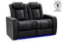 Valencia 2025 New Tuscany Ultimate Luxury Heat & Ventilation Leather Home Theater Seating Row of 2 Loveseat, Onyx