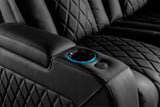 Valencia 2025 New Tuscany Ultimate Luxury Heat & Ventilation Leather Home Theater Seating Row of 3 Loveseat Left, Onyx
