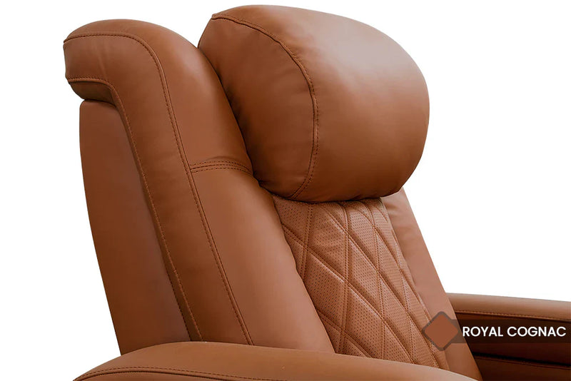 Valencia 2025 New Tuscany Ultimate Luxury Leather Home Theater Seating Row of 4 Loveseat Right, Royal Cognac