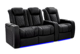 Valencia 2025 New Tuscany Ultimate Luxury Heat & Ventilation Leather Home Theater Seating Row of 3 Loveseat Left, Onyx