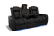 Valencia 2025 New Tuscany Console Leather Home Theater Seating Row of 3 Dropdown Center, Midnight Black