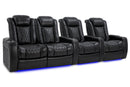Valencia Tuscany XL Leather Home Theater Seating Heavy Duty Row of 4 Loveseat Left, Midnight Black