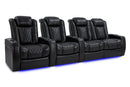 Valencia Tuscany XL Leather Home Theater Seating Heavy Duty Row of 4 Loveseat Right, Midnight Black
