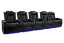 Valencia Tuscany XL Leather Home Theater Seating Heavy Duty Row of 5 Loveseat Right, Midnight Black