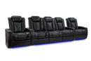 Valencia Tuscany XL Leather Home Theater Seating Row of 5 Set of 3 Center, Midnight Black