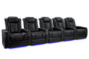 Valencia Tuscany XL Leather Home Theater Seating Heavy Duty Row of 5, Midnight Black