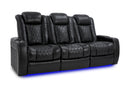 Valencia Tuscany XL Leather Home Theater Seating Heavy Duty Set of 3, Midnight Black