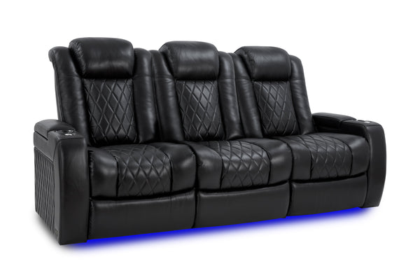 Valencia Tuscany XL Leather Home Theater Seating Set of 3, Midnight Black