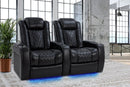 Valencia Tuscany XL Leather Home Theater Seating Row of 5, Midnight Black