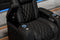 Valencia 2025 New Tuscany Console Leather Home Theater Seating Row of 3 Dropdown Center, Midnight Black