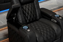 Valencia 2025 New Tuscany Console Leather Home Theater Seating Row of 3 Dropdown Center, Dark Chocolate