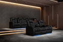 Valencia 2025 New Tuscany Console Leather Home Theater Seating Row of 3 Dropdown Center, Dark Chocolate