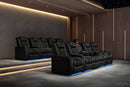 Valencia 2025 New Tuscany Console Leather Home Theater Seating Row of 3 Dropdown Center, Dark Chocolate
