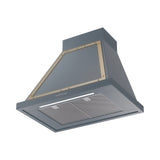 ILVE Nostalgie II 30-Inch 600 CFM Wall Mounted Ranged Hood in Blue Grey with Brass Trim (UANB30BGG)