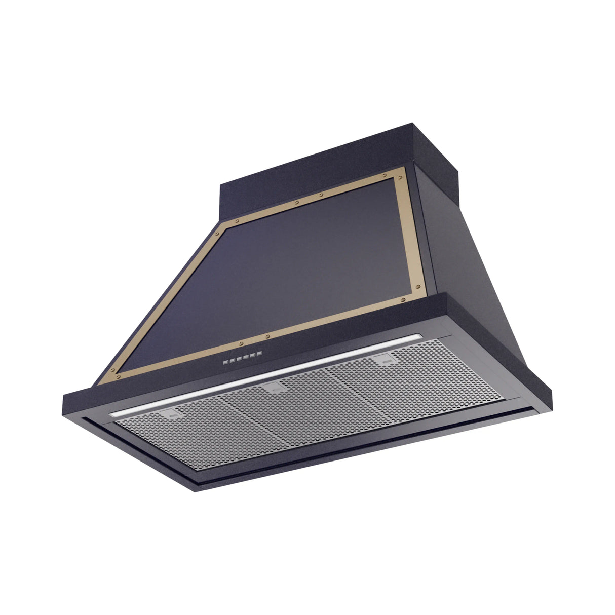 ILVE Nostalgie II 36-Inch 600 CFM Wall Mounted Range Hood in Midnight Blue with Brass Trim (UANB36MBG)