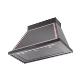 ILVE Nostalgie II 40-Inch 600 CFM Wall Mounted Range Hood in Glossy Black with Copper Trim (UANB40BKP)