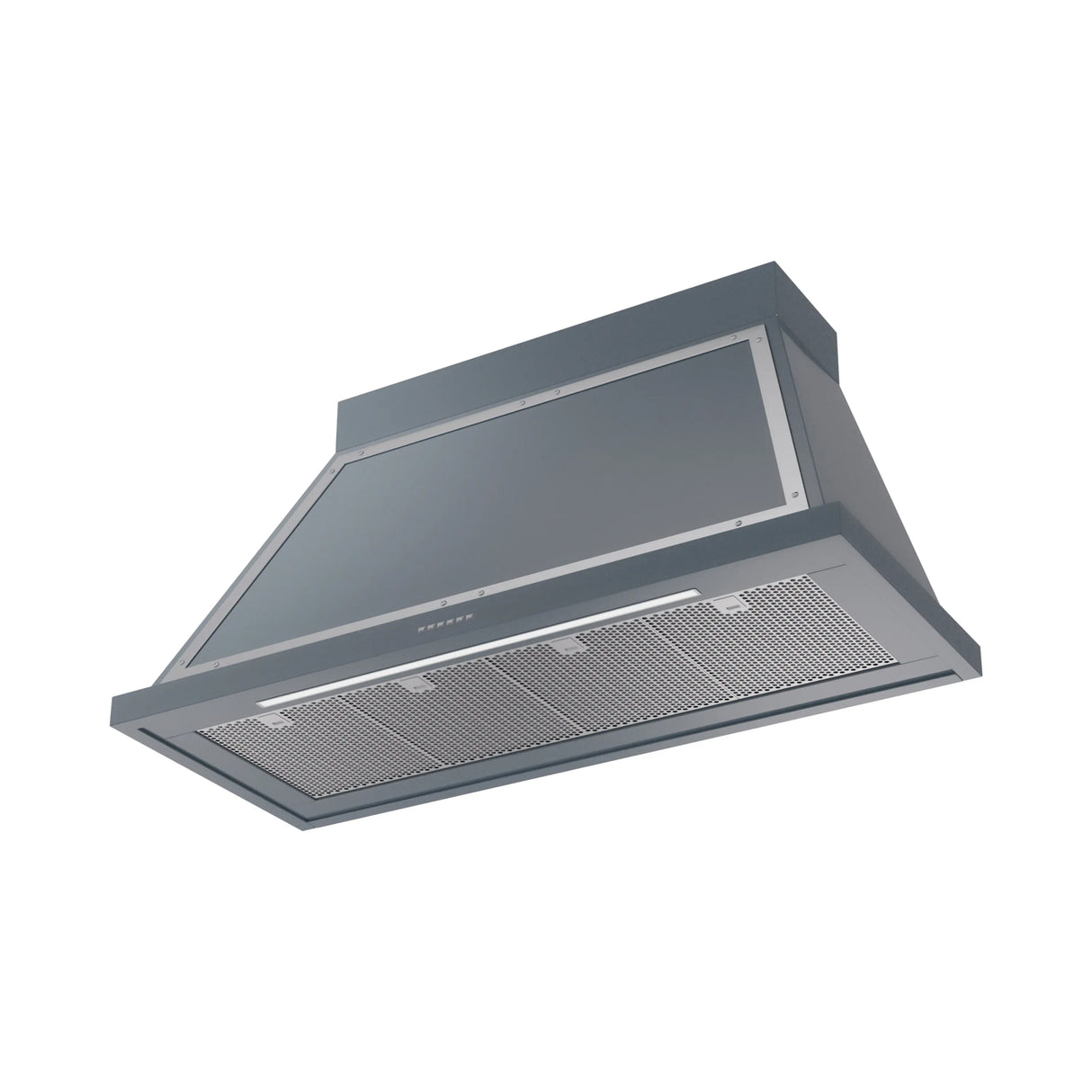 ILVE Nostalgie II 48-Inch 600 CFM Wall Mounted Range Hood in Blue Grey with Chrome Trim (UANB48BGC)