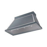 ILVE Nostalgie II 48-Inch 600 CFM Wall Mounted Range Hood in Blue Grey with Chrome Trim (UANB48BGC)