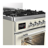 ILVE Majestic III 30-inch Dual Fuel Range with 5 Liquid Propane Burner and Triple Glass Door Electric Oven in Antique White with Chrome Trim (UM30NR3AWCLP)