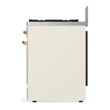 ILVE Majestic III 30-inch Dual Fuel Range with 5 Natural Gas Burner and Triple Glass Door Electric Oven in Antique White with Brass Trim (UM30NR3AWG)