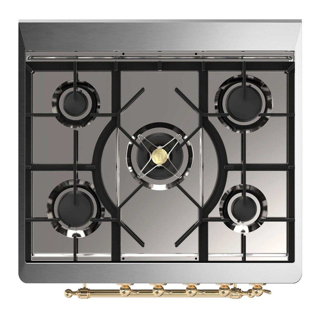 ILVE Majestic III 30-inch Dual Fuel Range with 5 Natural Gas Burner and Triple Glass Door Electric Oven in Antique White with Brass Trim (UM30NR3AWG)
