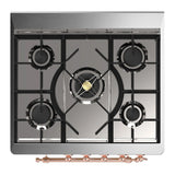 ILVE Majestic III 30-inch Dual Fuel Range with 5 Liquid Propane Burner and Triple Glass Door Electric Oven in Antique White with Copper Trim (UM30NR3AWPLP)
