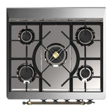 ILVE Majestic III 30-inch Dual Fuel Range with 5 Liquid Propane Burner and Triple Glass Door Electric Oven in Blue Grey with Burnished Trim (UM30NR3BGBLP)