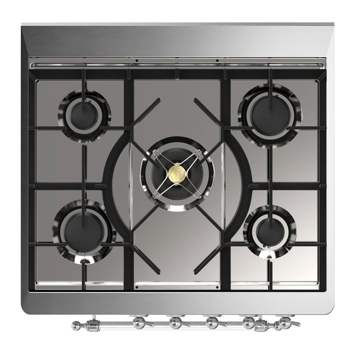 ILVE Majestic III 30-inch Dual Fuel Range with 5 Natural Gas Burner and Triple Glass Door Electric Oven in Blue Grey with Chrome Trim (UM30NR3BGC)