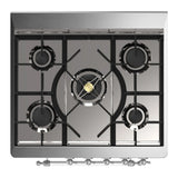 ILVE Majestic III 30-inch Dual Fuel Range with 5 Natural Gas Burner and Triple Glass Door Electric Oven in Blue Grey with Chrome Trim (UM30NR3BGC)