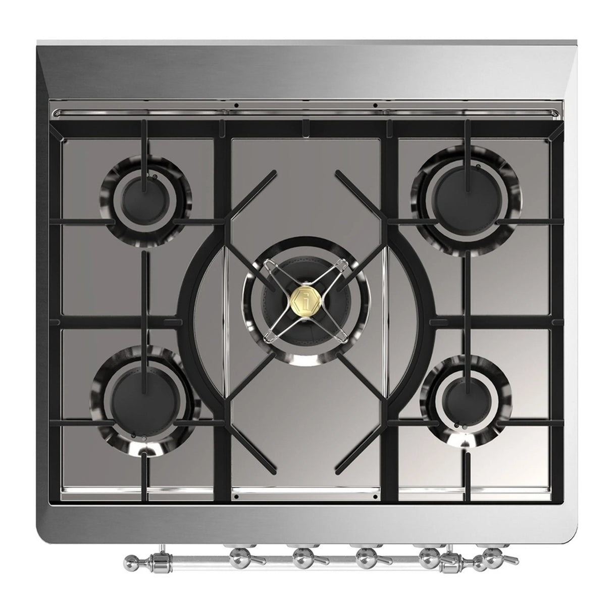 ILVE Majestic III 30-inch Dual Fuel Range with 5 Natural Gas Burner and Triple Glass Door Electric Oven in Glossy Black with Chrome Trim (UM30NR3BKC)