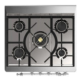 ILVE Majestic III 30-inch Dual Fuel Range with 5 Natural Gas Burner and Triple Glass Door Electric Oven in Glossy Black with Chrome Trim (UM30NR3BKC)