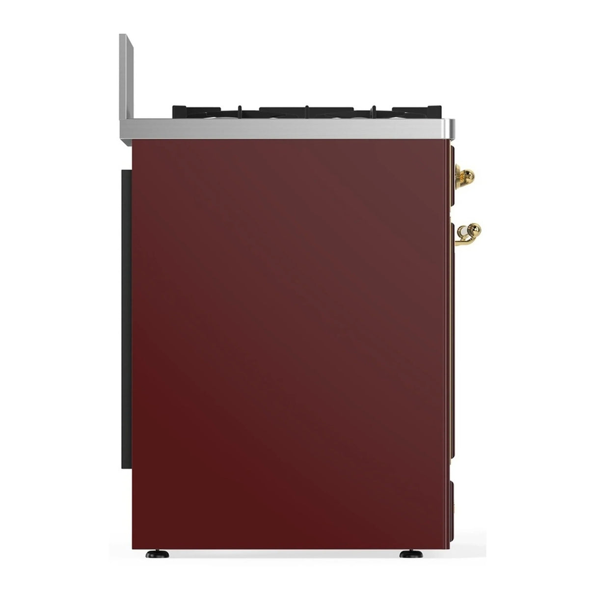 ILVE Majestic III 30-inch Dual Fuel Range with 5 Natural Gas Burner and Triple Glass Door Electric Oven in Burgundy with Brass Trim (UM30NR3BUG)