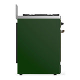 ILVE Majestic III 30-inch Dual Fuel Range with 5 Natural Gas Burner and Triple Glass Door Electric Oven in Emerald Green with Burnished Trim (UM30NR3EGB)