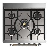 ILVE Majestic III 30-inch Dual Fuel Range with 5 Liquid Propane Burner and Triple Glass Door Electric Oven in Emerald Green with Burnished Trim (UM30NR3EGBLP)