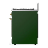 ILVE Majestic III 30-inch Dual Fuel Range with 5 Natural Gas Burner and Triple Glass Door Electric Oven in Emerald Green with Brass Trim (UM30NR3EGG)