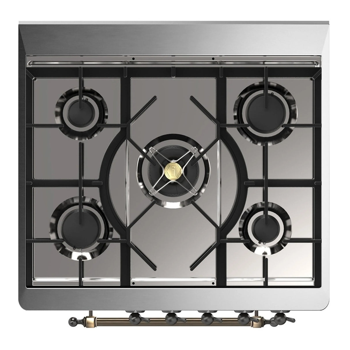 ILVE Majestic III 30-inch Dual Fuel Range with 5 Natural Gas Burner and Triple Glass Door Electric Oven in Midnight Blue with Burnished Trim (UM30NR3MBB)